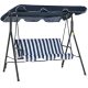 Swing bed 3-person garden seating set blue-white striped 172x120x153 cm