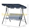 Swing bed 3-person garden seating set blue-white striped 172x120x153 cm