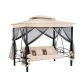 Luxury Swing bed with pavilion 3 seats with folding backrest in beige color