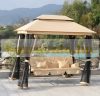 Luxury Swing bed with pavilion 3 seats with folding backrest in beige color