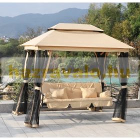   Luxus Hintaágy pavilonnal 3 üléses lehajtható háttámlával bézs színben