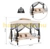 Luxury Swing bed with pavilion 3 seats with folding backrest in beige color