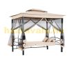 Luxury Swing bed with pavilion 3 seats with folding backrest in beige color
