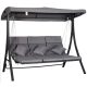 Swing bed 3-person garden seating set gray 200x115x168 cm with adjustable awning