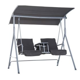 Hintaágy két üléssel asztalkával szürke színben