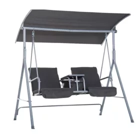 Hintaágy két üléssel asztalkával szürke színben