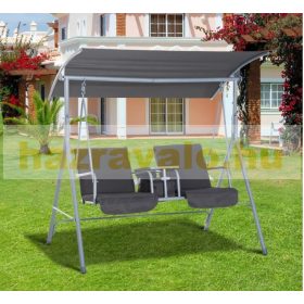 Hintaágy két üléssel asztalkával szürke színben