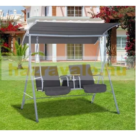 Hintaágy két üléssel asztalkával szürke színben