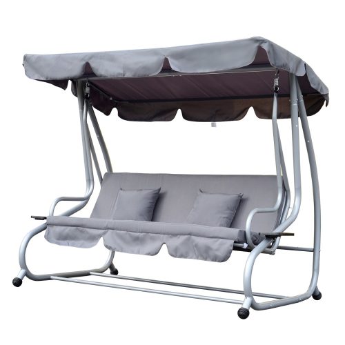 Rocking bed 3-person massive rocking chair in gray color 