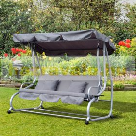 Hintaágy 3 személyes masszív hintaszék szürke színben 