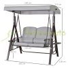 Swing bed two-person garden seating set 162x118x173 cm gray