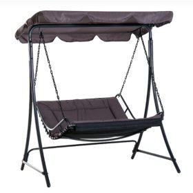   Hintaágy 2 személyes ergonomikus kialakítású kerti ágy szürke 164x116x176 cm 