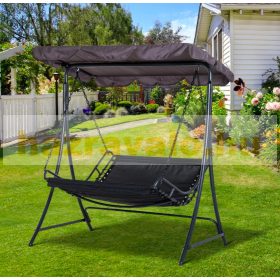   Hintaágy 2 személyes ergonomikus kialakítású kerti ágy szürke 164x116x176 cm 