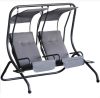 Swing bed 2-person garden seating set gray 170x136x170 cm