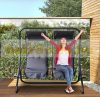 Swing bed 2-person garden seating set gray 170x136x170 cm