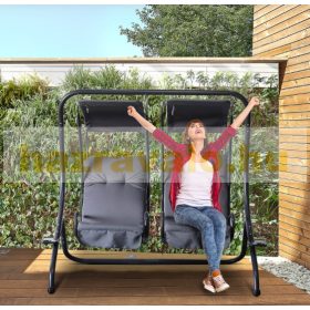   Hintaágy 2 személyes kerti ülőgarnitúra szürke 170x136x170 cm