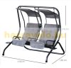 Swing bed 2-person garden seating set gray 170x136x170 cm