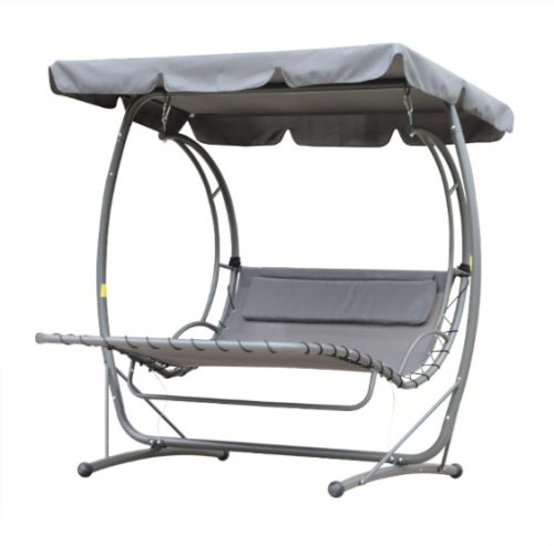 Swing bed 2-person sunbed gray lounger 200x166x178 cm