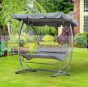 Swing bed 2-person sunbed gray lounger 200x166x178 cm
