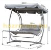 Swing bed 2-person sunbed gray lounger 200x166x178 cm