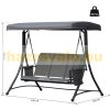 Swing bed 3-person garden seating set 196x128x172 cm gray