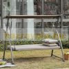 Swing bed 3-person garden seating set 218x120x168 cm garden deckchair with sunroof 