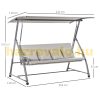 Swing bed 3-person garden seating set 218x120x168 cm garden deckchair with sunroof 