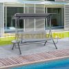 Swing bed 3-person garden seating set 271x125x177 cm with adjustable sunroof and table gray 