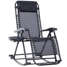   Kerti hintaszék összecsukható fekete kempinghinta, nyugágy fejpárnával, pohártartóval 120 kg teherbírású