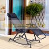 Garden swing chair folding black camping swing, lounger with head pillow, cup holder 120 kg load capacity