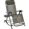 Garden swing chair folding gray camping swing, lounger with head pillow, cup holder 120 kg load capacity