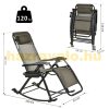 Garden swing chair folding gray camping swing, lounger with head pillow, cup holder 120 kg load capacity