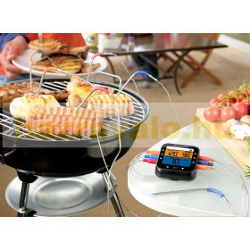   Professzionális grillsütő hőmérő Bluetooth és alkalmazással, színes kijelzővel, 6 hőmérséklet-érzékelővel