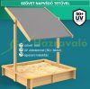 Covered sandbox 120x120x120 cm roof adjustable height and tiltable, pine wood sandbox with anthracite roof