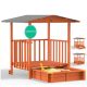 Sandpit with covered play terrace 133x127x137 cm water-repellent tarpaulin roof with UV protection spruce sandpit