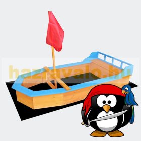   Homokozó hajó zászlórúddal 150x78x100 cm homokozó csónak fából készült