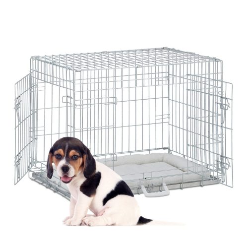 Carrier Cage "L" Padded Dog Pet Portable Foldable Mobile Dog Cage Dog Carrier Box for Home or Travel