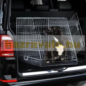 Hordozó ketrec "L" kutya kisállat hordozható összecsukható mobil kutyaketrec kutyaszállító doboz