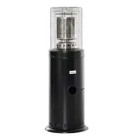   Teraszfűtő hősugárzó Ø55,6x143 cm, hőgomba kézi fogantyúval és kerekekkel, 10kW gázos fűtőtest rozsdamentes acélból