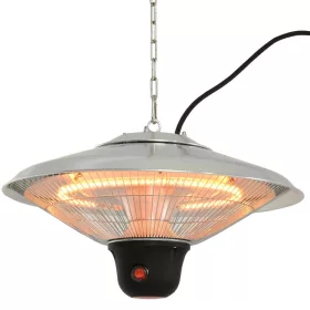   Mennyezeti hősugárzó 3 fűtési fokozattal, Ø42x29 cm 1500W LED világítással és távirányítóval, teraszfűtő alumínium