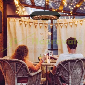   Mennyezeti hősugárzó 45x45x10 cm 800W/1200W/2000W 5 módos elektromos hőgomba távirányítóval és LED fénnyel 