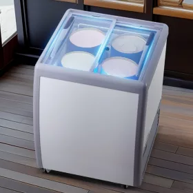   Üvegajtós mélyhűtőláda 158 literes ipari fagylaltos fagyasztóvitrin