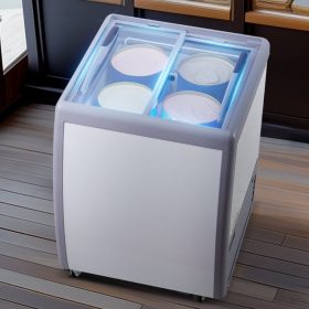   Üvegajtós mélyhűtőláda 158 literes ipari fagylaltos fagyasztóvitrin