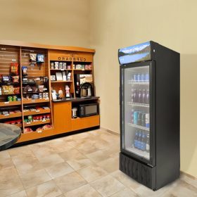   Üvegajtós italhűtő fekete 195 literes palackhűtő 5 állítható polccal kereskedelmi hűtőszekrény gasztro italhűtő