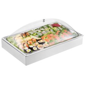   Gasztronómiai hűthető tálca 1 tartály íves fedéllel szervírozó edény rozsdamentes acélból 1 rekesszel