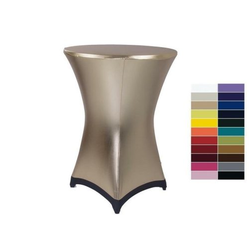 Spandex Stretch Cover for Bistro Table, Event Table 80cm Diameter Metallic Gold Color Elastic Table Skirt