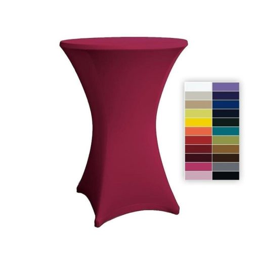 Spandex stretch cover for bistro table, event table 80 cm diameter burgundy elastic table skirt