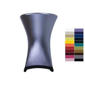   Spandex sztreccs huzat bisztró asztalhoz, rendezvényasztalhoz 80 cm átmérőjű metál ezüst színű elasztikus asztalszoknya