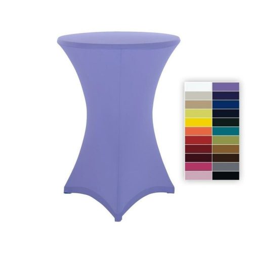 Spandex stretch cover for bistro table, event table 80 cm diameter lavender purple elastic table skirt