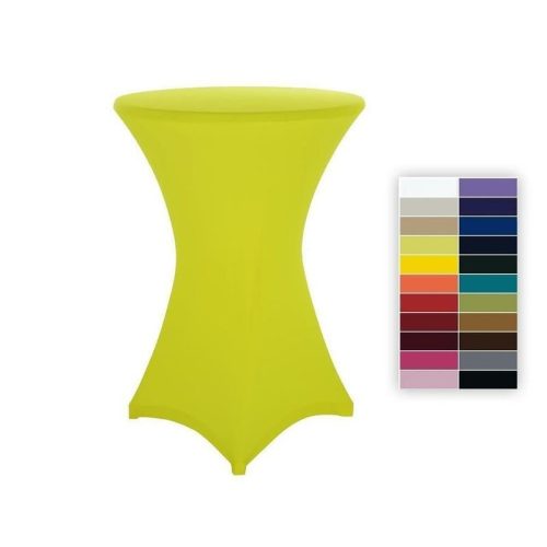 Spandex stretch cover for bistro table, event table 80 cm diameter neon yellow elastic table skirt